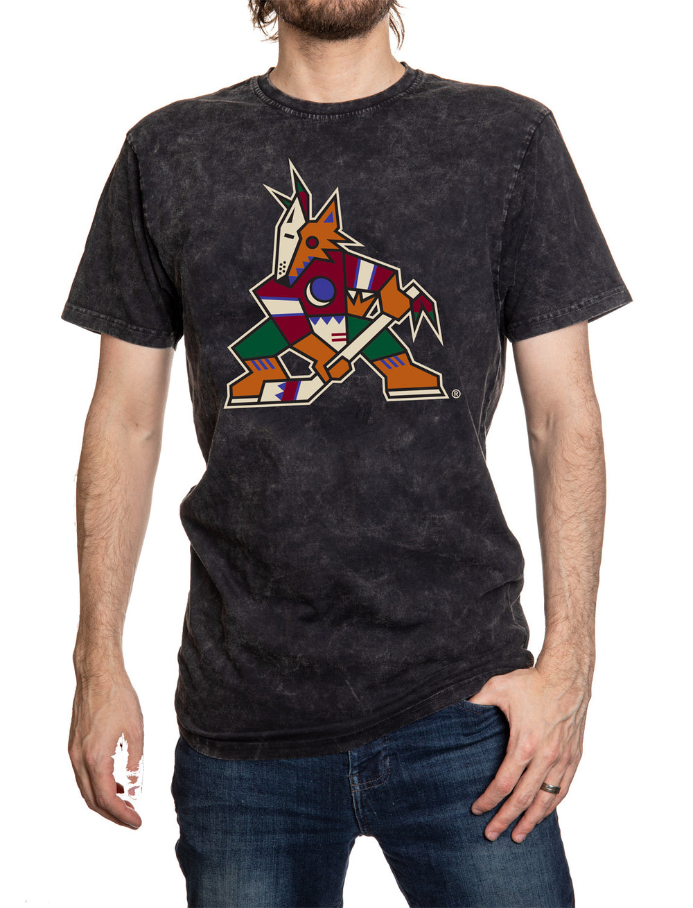 Arizona Coyotes Solid Print Acid Wash T-Shirt