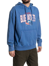 Load image into Gallery viewer, Columbus Blue Jackets Distressed Logo Unisex Blue Acid Wash Hoodie
