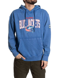 Load image into Gallery viewer, Columbus Blue Jackets Distressed Logo Unisex Blue Acid Wash Hoodie
