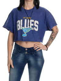 Load image into Gallery viewer, St. Louis Blues Acid Wash Crop Top
