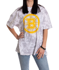 Load image into Gallery viewer, Premium Boston Bruins Grey Tie Dye Oversized Women&#39;s T-Shirt

