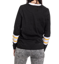 Load image into Gallery viewer, Boston Bruins Women&#39;s V-Neck Varsity Long Sleeve Shirt
