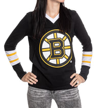 Load image into Gallery viewer, Boston Bruins Women&#39;s V-Neck Varsity Long Sleeve Shirt

