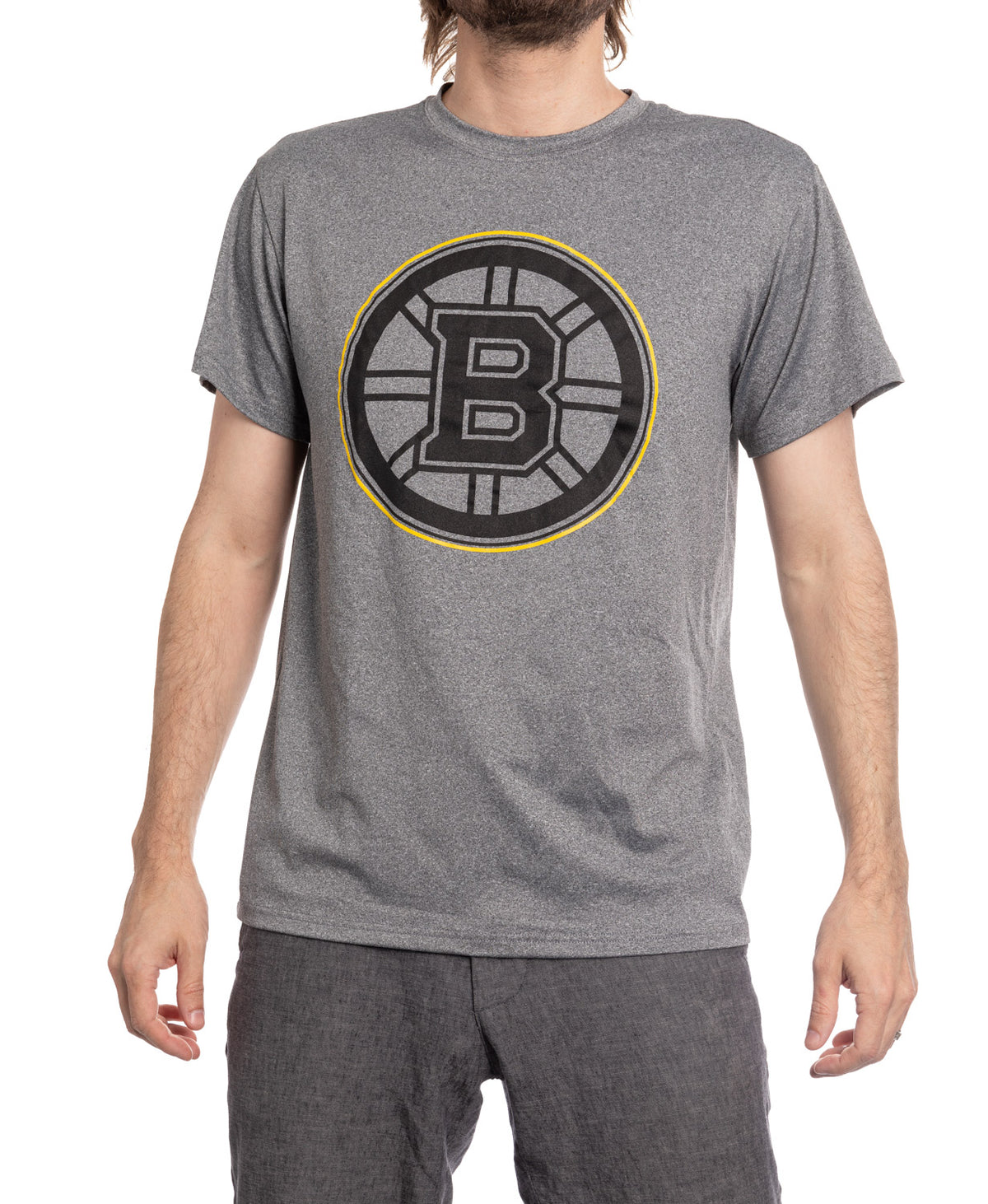 Boston Bruins NHL Men's Performance Rash Guard Base Layer Moisture-Wicking T-Shirt - Grey