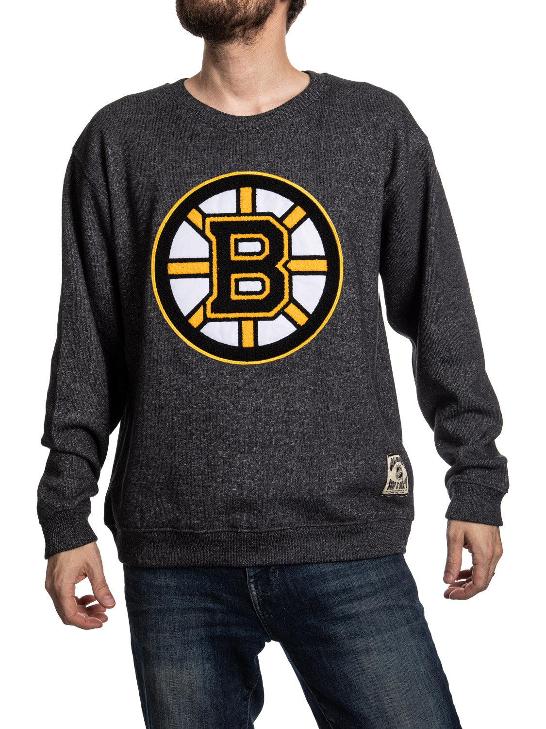 Boston Bruins NHL Unisex Cabin Crew Neck Sweater with Chenille logo