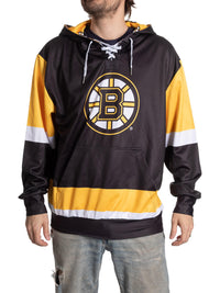 Load image into Gallery viewer, Boston Bruins Hockey Lace Hoodie
