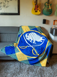 Load image into Gallery viewer, Buffalo Sabres NHL Ultra-Plush Flannel Plaid Throw Blanket (50&quot; by 60&quot;)
