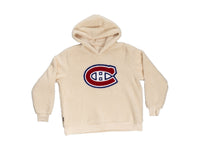 Load image into Gallery viewer, Montreal Canadians Ladies Sherpa Hoodie with Premium Chenille Logo
