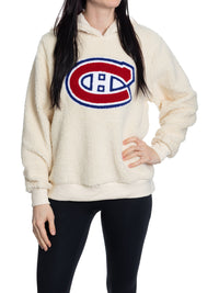 Load image into Gallery viewer, Montreal Canadians Ladies Sherpa Hoodie with Premium Chenille Logo
