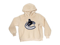 Load image into Gallery viewer, Vancouver Canucks Ladies Sherpa Hoodie with Premium Chenille Logo
