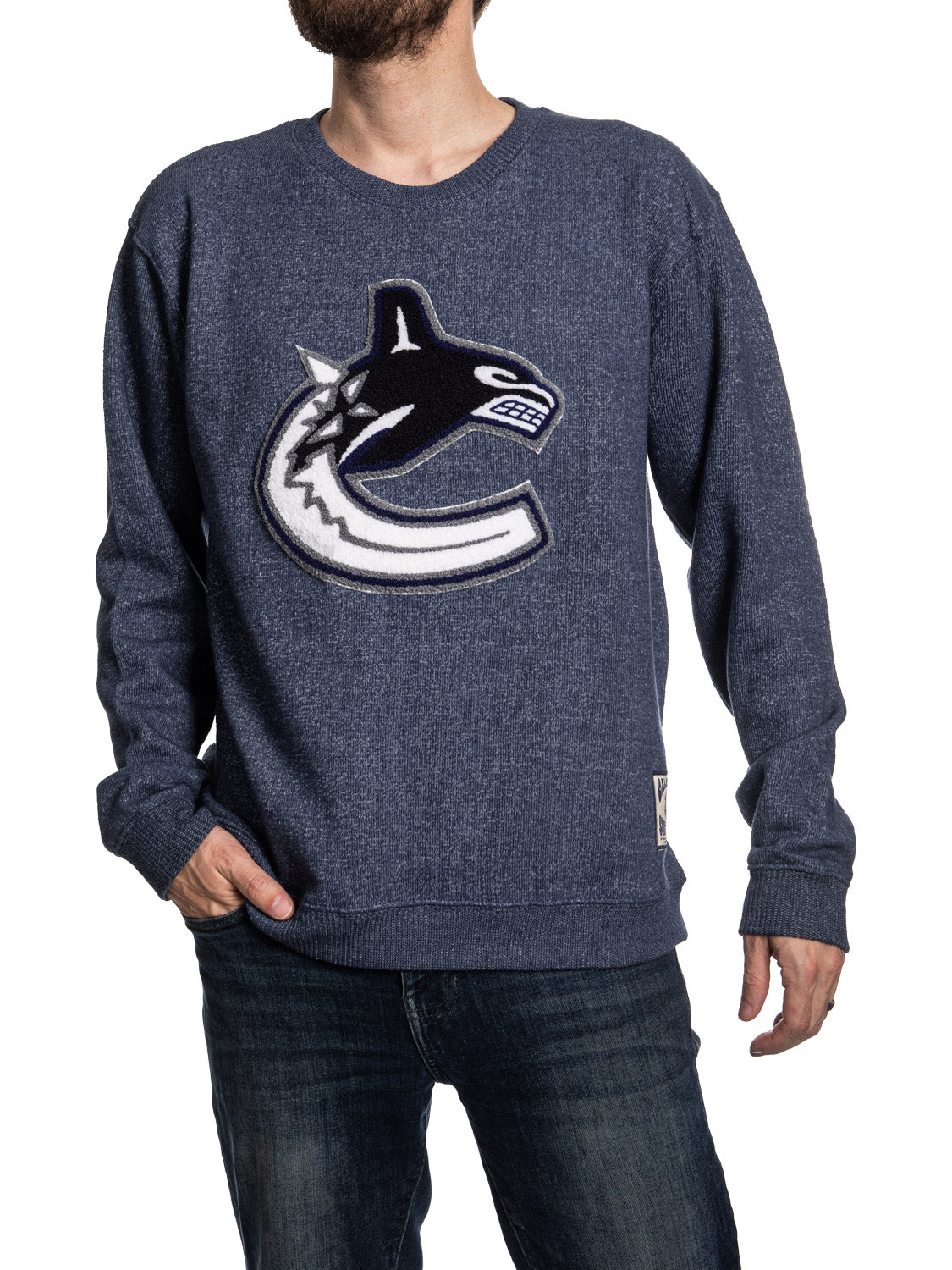 Vancouver Canucks NHL Unisex Cabin Crew Neck Sweater with Chenille logo