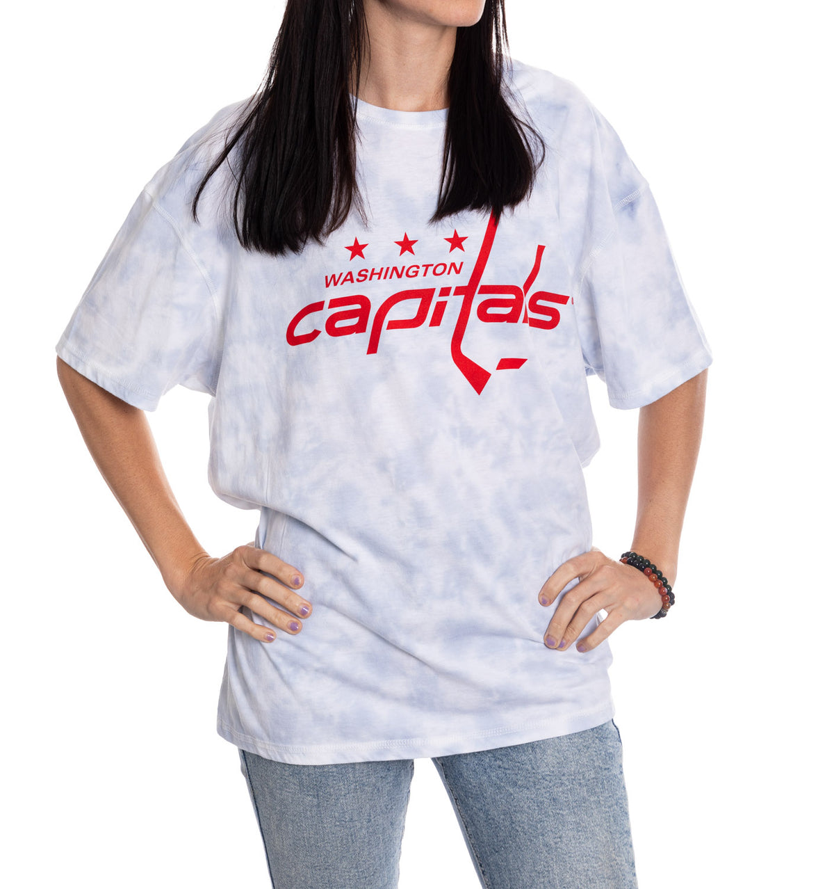 Premium Washington Capitals Blue Tie Dye Oversized Women's T-Shirt