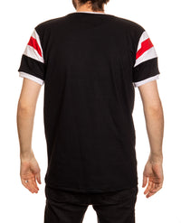 Load image into Gallery viewer, Chicago Blackhawks Shoulder Stripe Varsity Inset T-Shirt
