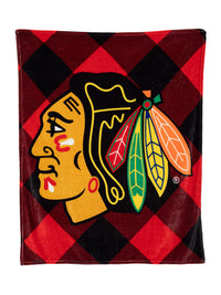 Load image into Gallery viewer, Chicago Blackhawks NHL Ultra-Plush Flannel Plaid Throw Blanket (50&quot; by 60&quot;)
