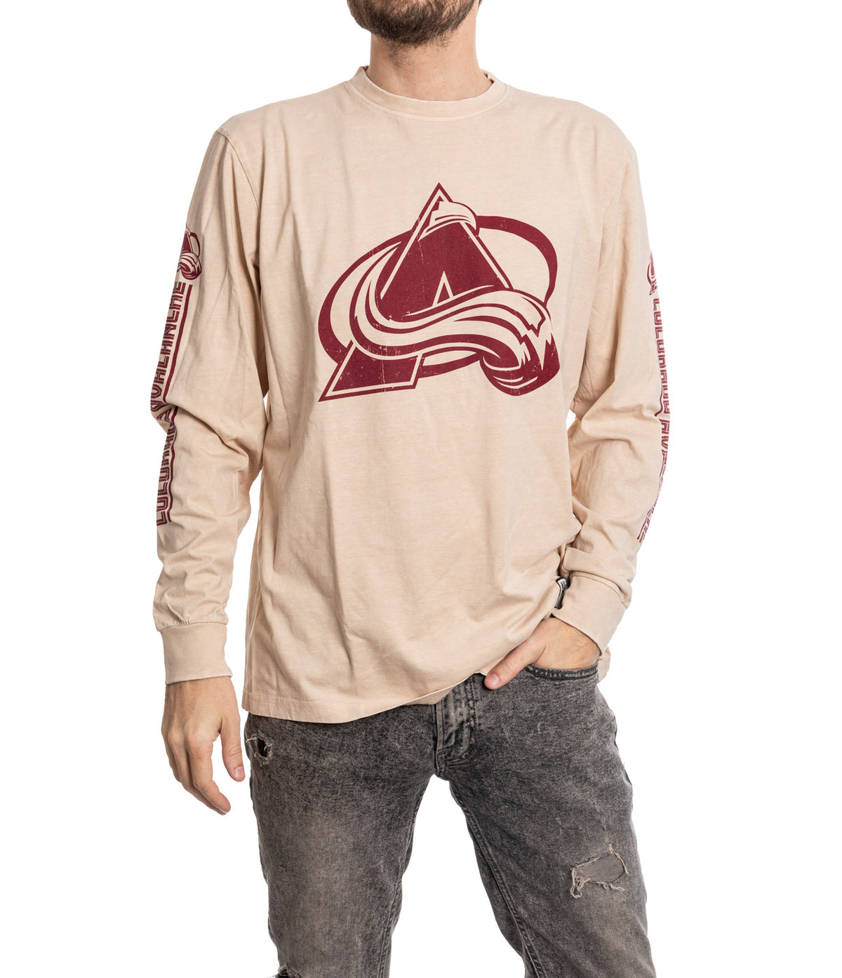 Colorado Avalanche Men's Distressed Logo Long-Sleeve Shirt