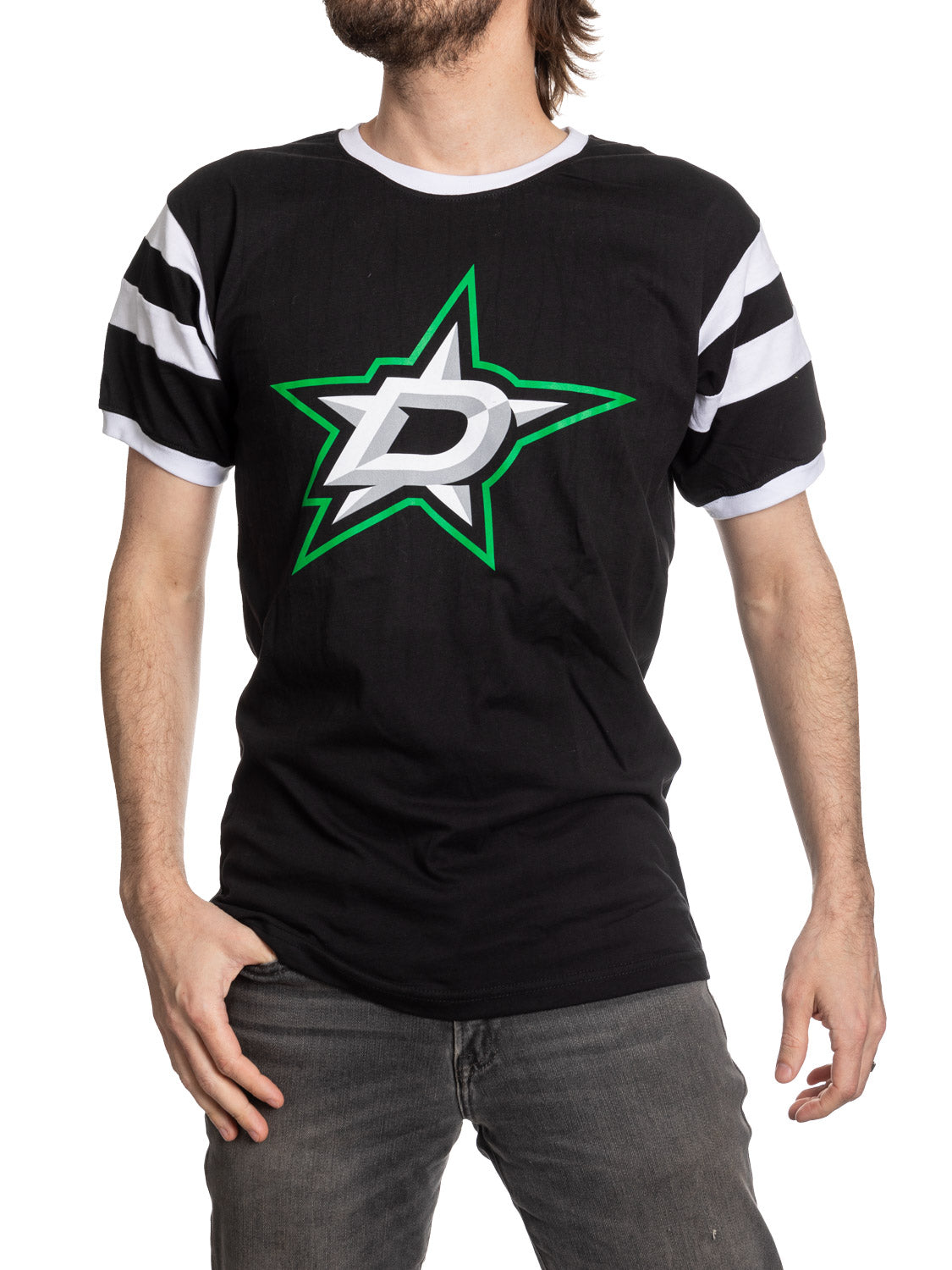Dallas Stars Shoulder Stripe Varsity Inset T-Shirt