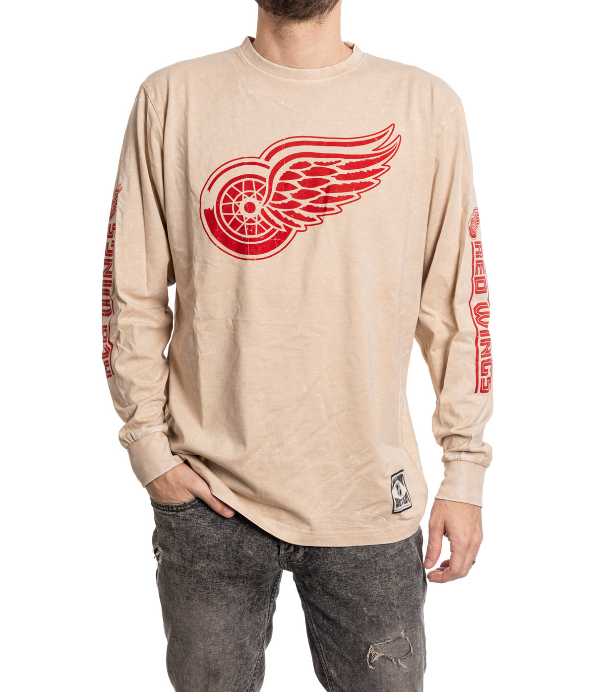 Detroit Red Wings Men's Distressed Logo Long-Sleeve Shirt
