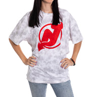 Load image into Gallery viewer, Premium New Jersey Devils Grey Tie Dye Oversized Women&#39;s T-Shirt
