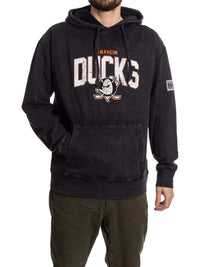 Load image into Gallery viewer, Anaheim Ducks Distressed Logo Unisex Black Acid Wash Hoodie
