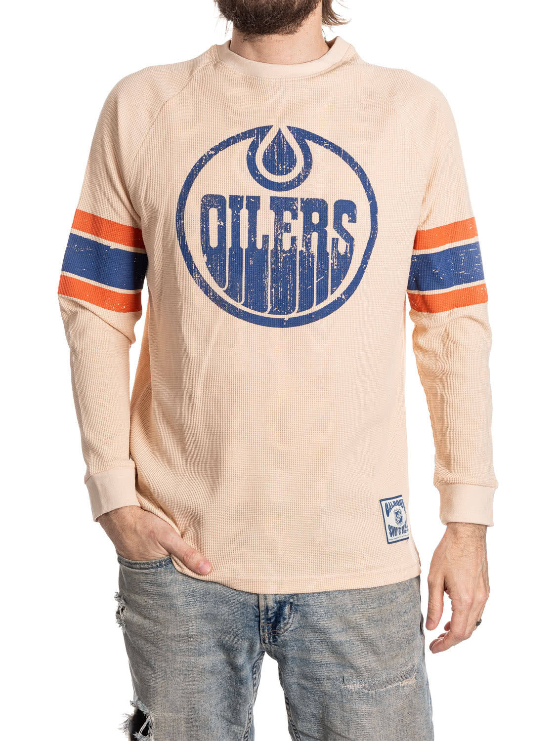 Edmonton Oilers Long Sleeve Waffle Crewneck