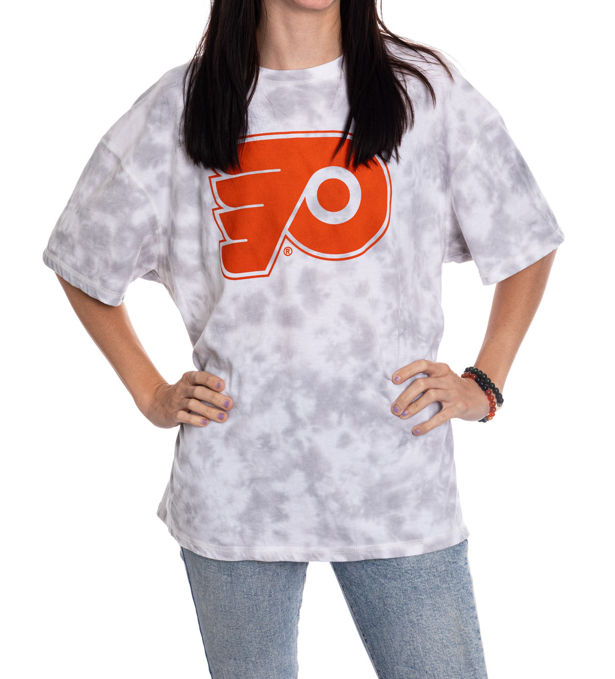 Premium Philadelphia Flyers Grey Tie Dye Oversized Women's T-Shirt