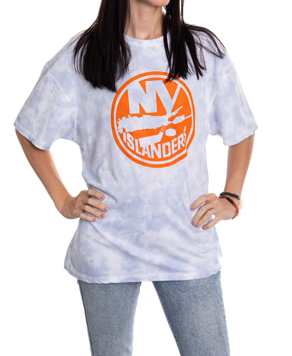 Premium New York Islanders Blue Tie Dye Oversized Women's T-Shirt