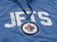 Load image into Gallery viewer, Winnipeg Jets Distressed Logo Unisex Blue Acid Wash Hoodie
