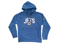 Load image into Gallery viewer, Winnipeg Jets Distressed Logo Unisex Blue Acid Wash Hoodie
