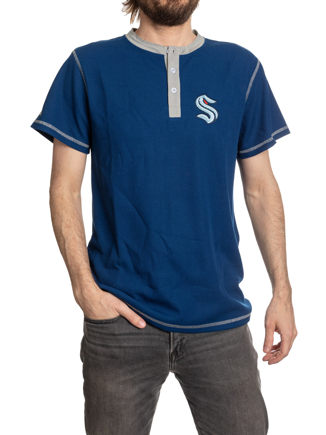 Seattle Kraken Waffle Henley Shirt