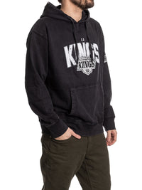 Load image into Gallery viewer, Los Angeles Kings Distressed Logo Unisex Black Acid Wash Hoodie

