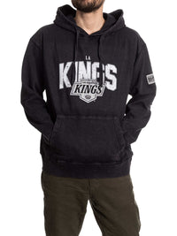 Load image into Gallery viewer, Los Angeles Kings Distressed Logo Unisex Black Acid Wash Hoodie
