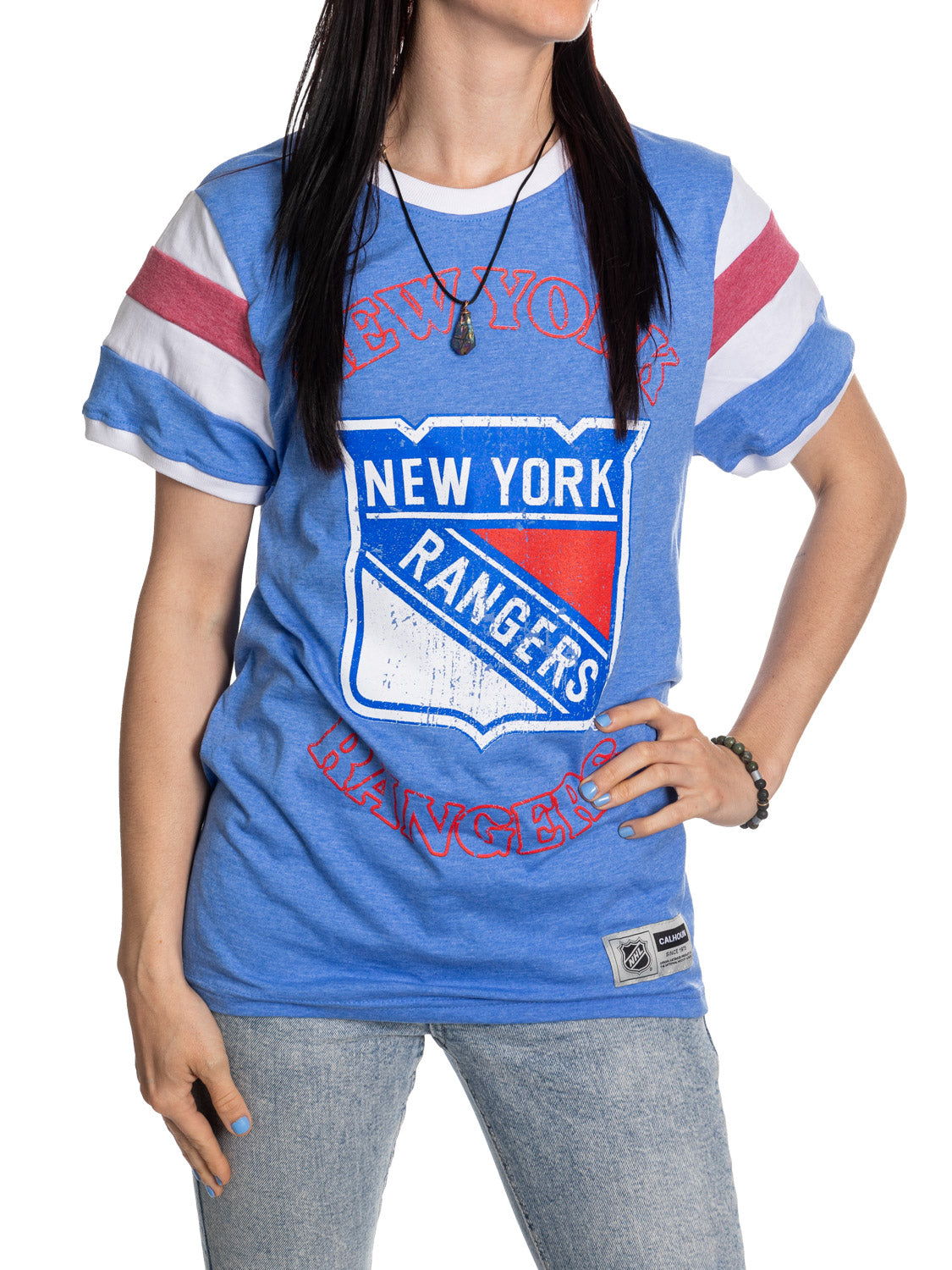 New York Rangers NHL Ladies Loose Fit Varsity Style Retro Lounge T-Shirt