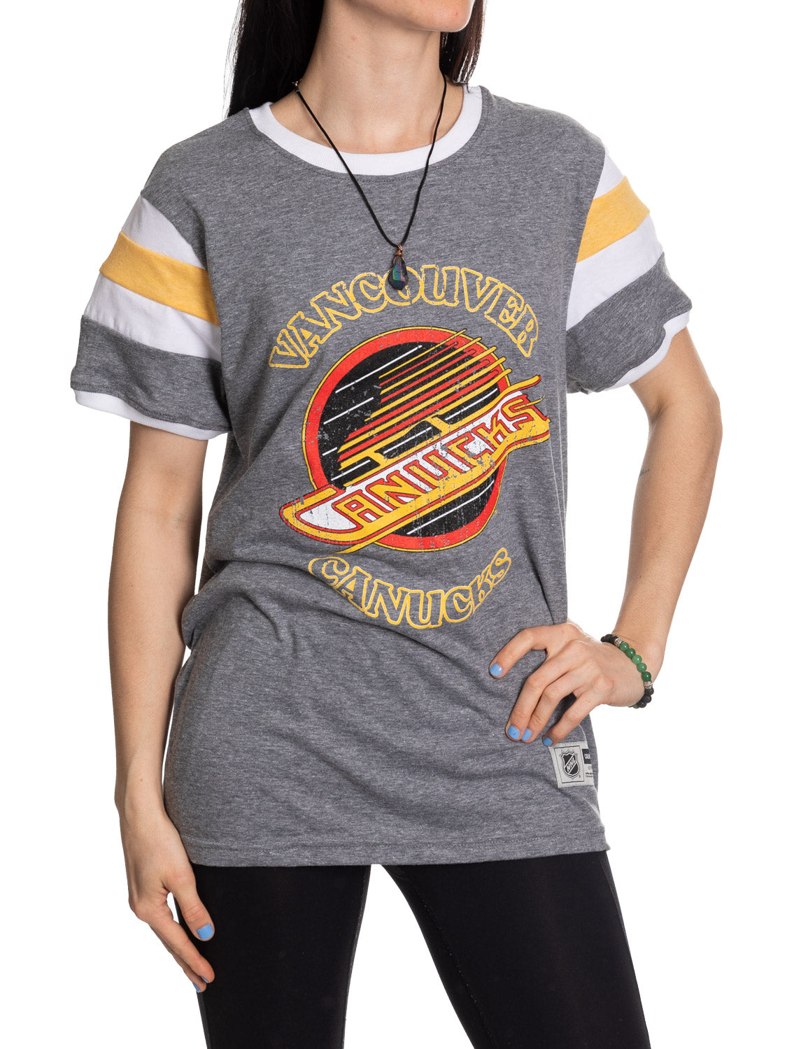 Vancouver Canucks Ladies Loose Fit Varsity Style Retro Lounge T-Shirt