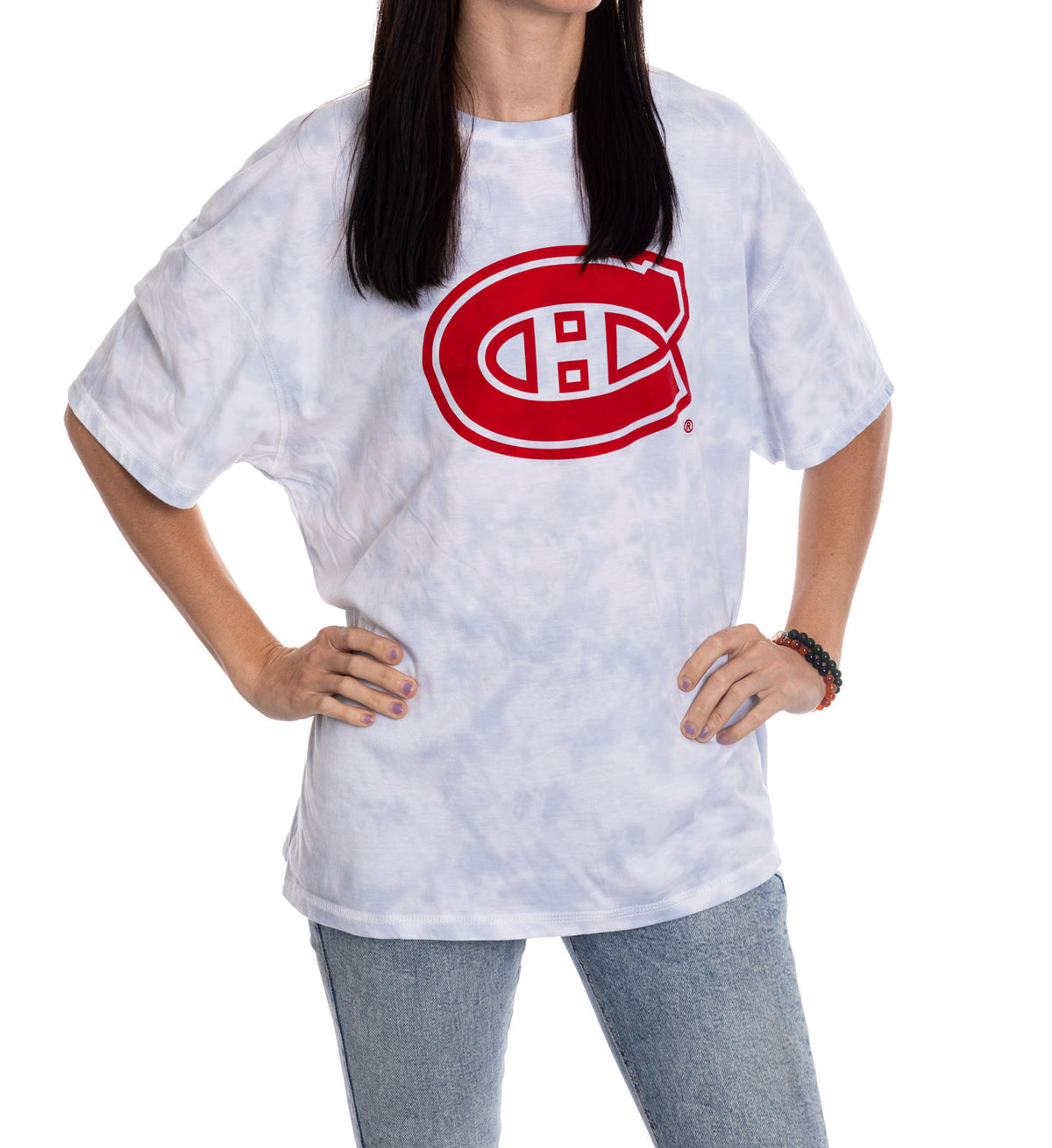 Premium Montreal Canadiens Blue Tie Dye Oversized Women's T-Shirt