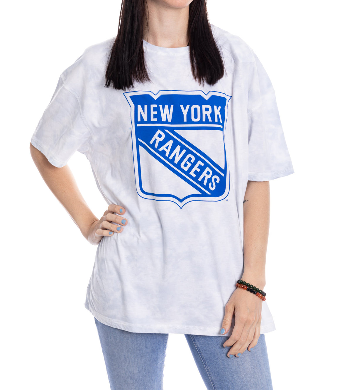 Premium New York Rangers Blue Tie Dye Oversized Women's T-Shirt