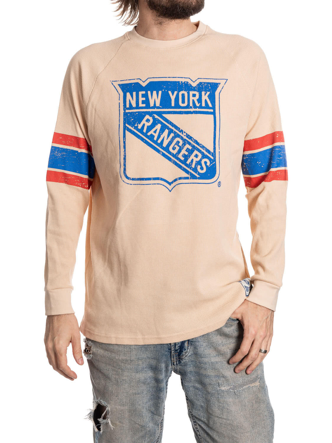 N.Y. Rangers Long Sleeve Waffle Crewneck