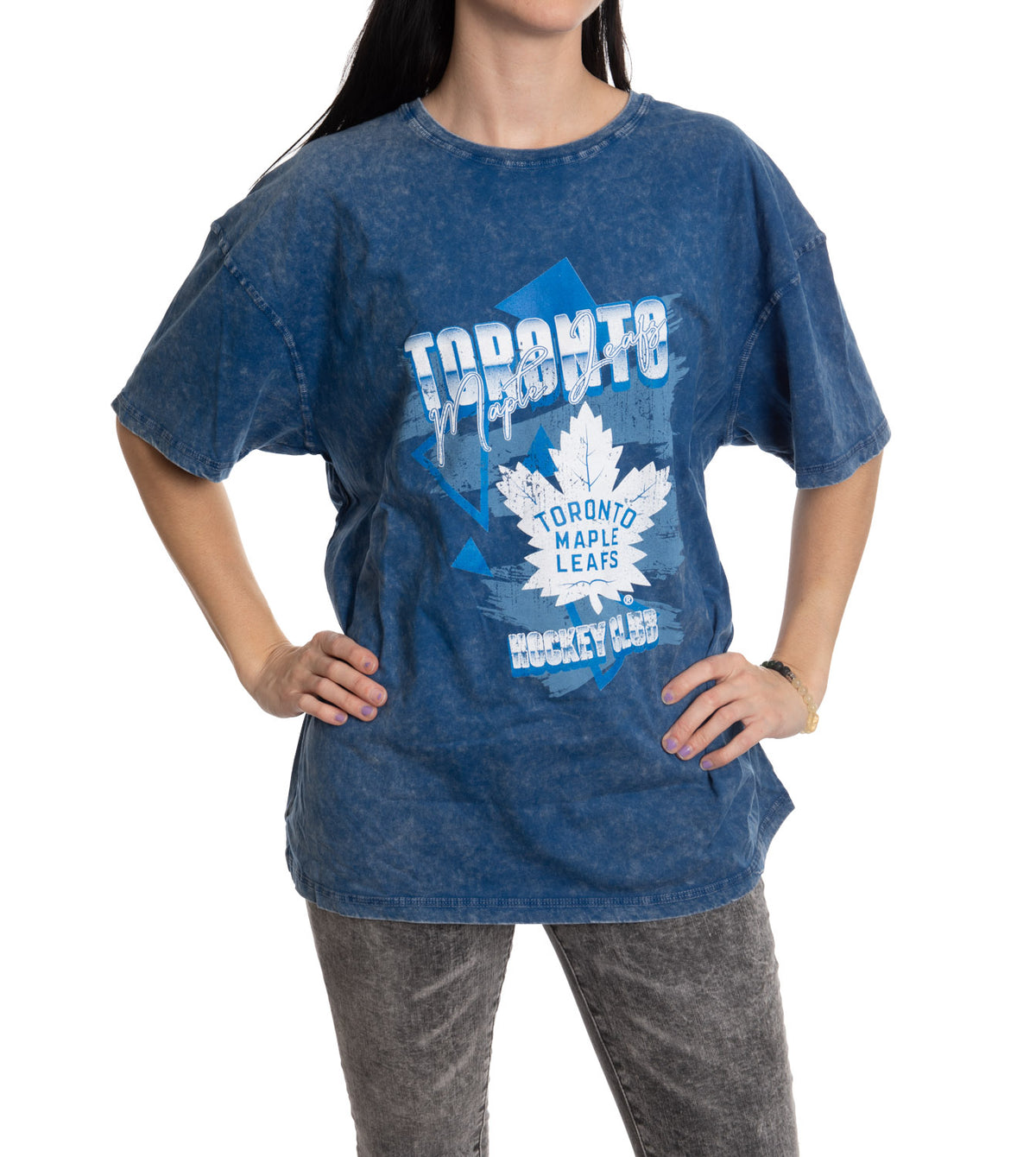 Retro Toronto Maple Leafs Oversized Drop Shoulder Vintage Crewneck Short Sleeve T-Shirt