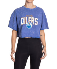 Load image into Gallery viewer, Edmonton Oilers Acid Wash Crop Top
