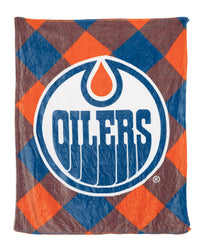 Load image into Gallery viewer, Edmonton Oilers NHL Ultra-Plush Flannel Plaid Throw Blanket (50&quot; by 60&quot;)
