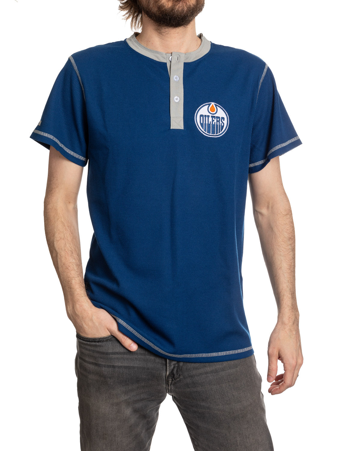 Edmonton Oilers Waffle Henley Shirt