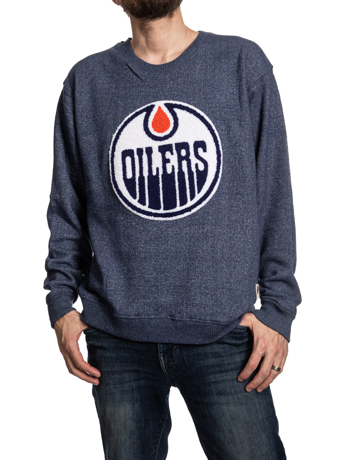 Edmonton Oilers NHL Unisex Cabin Crew Neck Sweater with Chenille logo