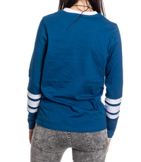 Load image into Gallery viewer, Edmonton Oilers Women&#39;s V-Neck Varsity Long Sleeve Shirt
