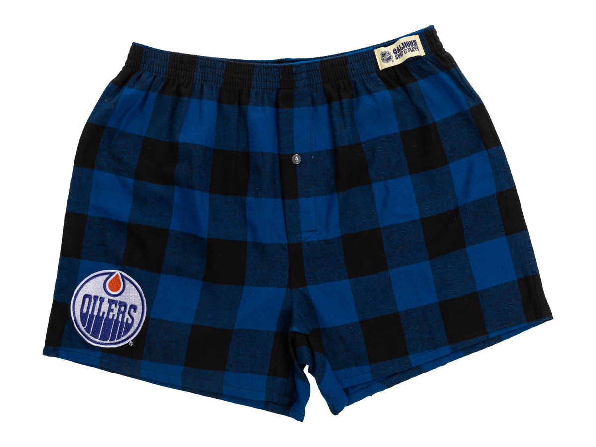 NHL Licensed Edmonton Oilers Buffalo Plaid Flannel Boxers-2pack