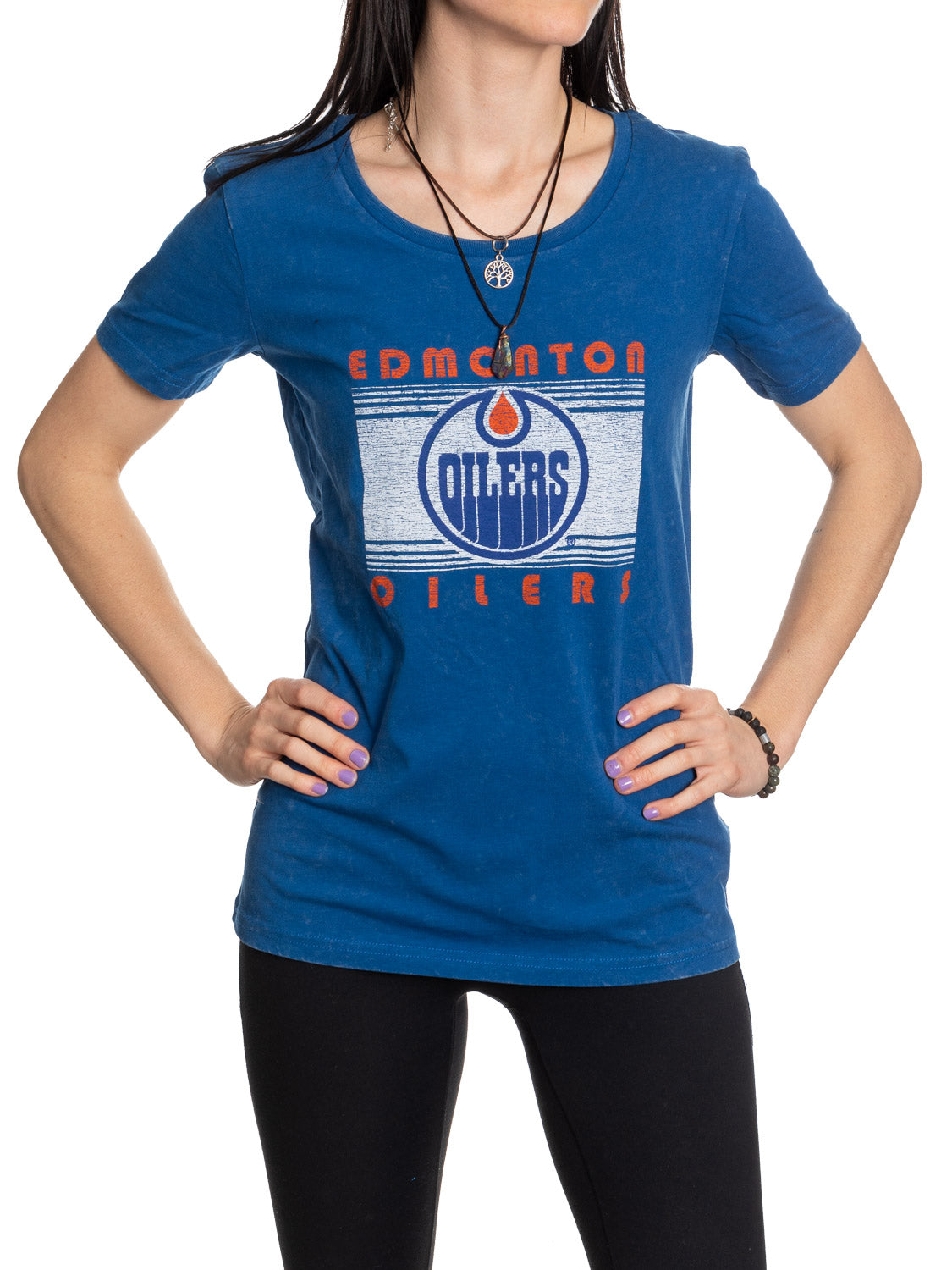 Edmonton Oilers Women's Acid Wash T-Shirt