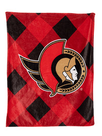 Load image into Gallery viewer, Ottawa Senators NHL Ultra-Plush Flannel Plaid Throw Blanket (50&quot; by 60&quot;)

