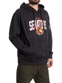 Load image into Gallery viewer, Ottawa Senators Distressed Logo Unisex Black Acid Wash Hoodie
