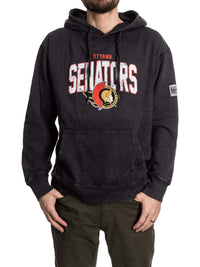 Load image into Gallery viewer, Ottawa Senators Distressed Logo Unisex Black Acid Wash Hoodie
