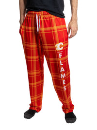 Load image into Gallery viewer, Men's Stretch Plaid Pajama Pants -- Calgary Flames
