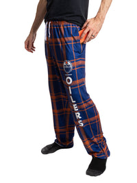 Load image into Gallery viewer, Men's Stretch Plaid Pajama Pants --Edmonton Oilers
