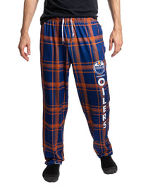Load image into Gallery viewer, Men's Stretch Plaid Pajama Pants --Edmonton Oilers
